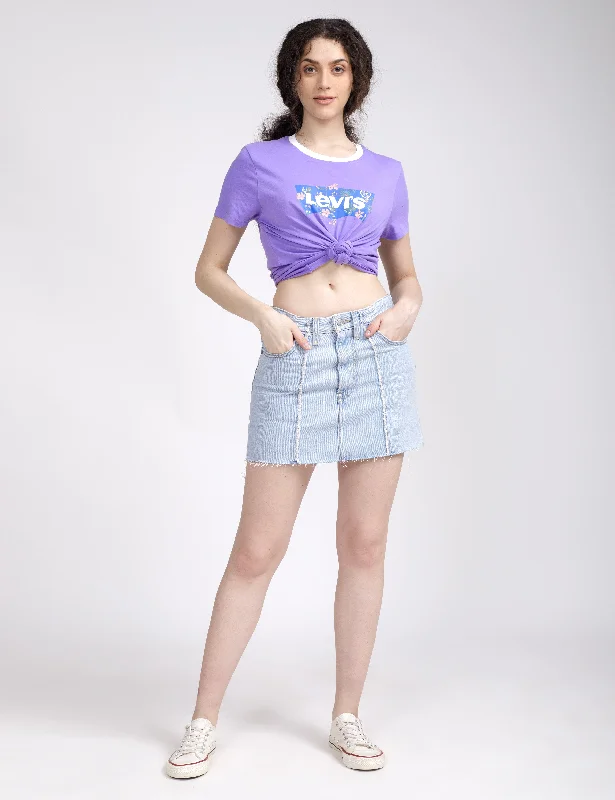 Vintage-Inspired Women's Clothes Women's Mid Rise Light Indigo Regular Fit Skirt