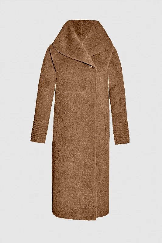Women's Chic Outfit Bouclé Alpaca Long Hooded Coat