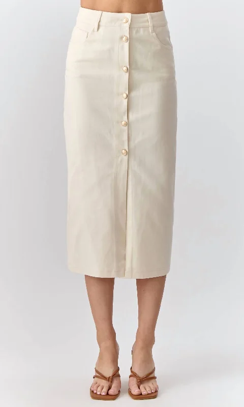Affordable Fashion for Women Celine Twill Midi Skirt In Natural