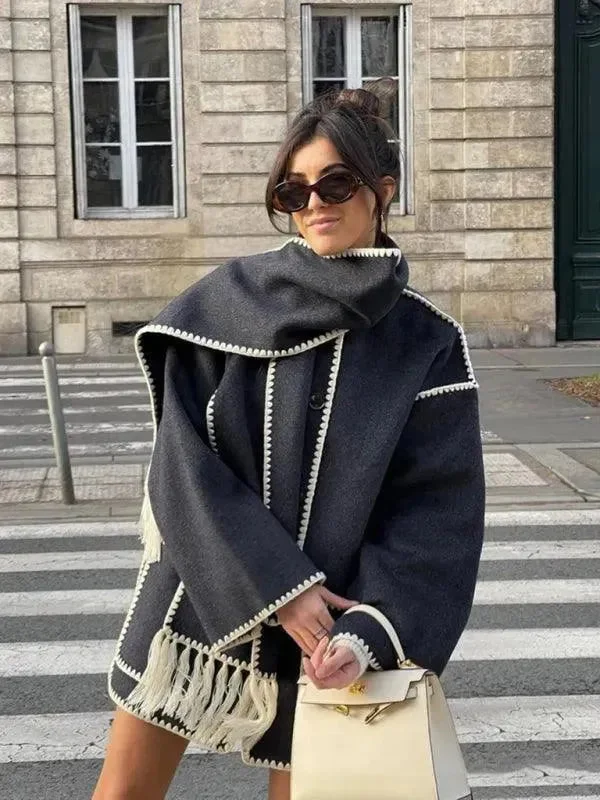 Trendy Women's Apparel for All Seasons Woolen Shawl Coat for Women