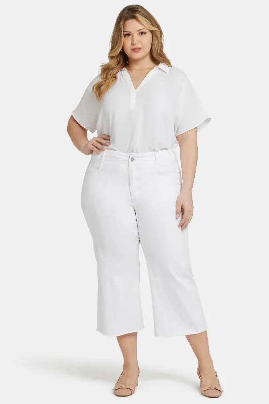 Affordable Women's Fashion Brigitte Wide Leg Capri Jeans In Plus Size - Optic White